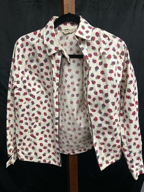VTG David Smith Berry Print Jacket 70s 80s Novelty Raspberry Zip Up 10